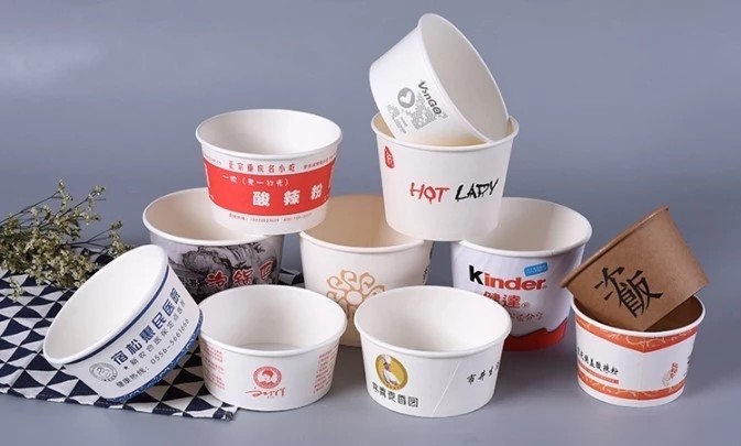 16oz - 50oz Food Grade White Paper Salad Bowl With Lid , Durable Kraft Bowls