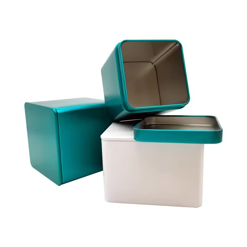 Custom Designs Metal Square Tea Tin Box Container/Food grade Coffee Cookie Candle Tea Tins for food pack