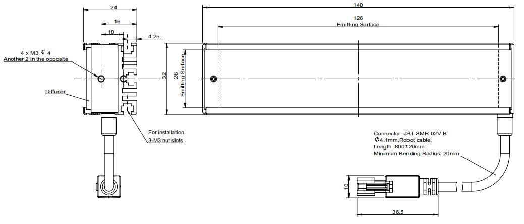 24V Customized Length 2000mm Surface Inspection Light / Vision System Lighting