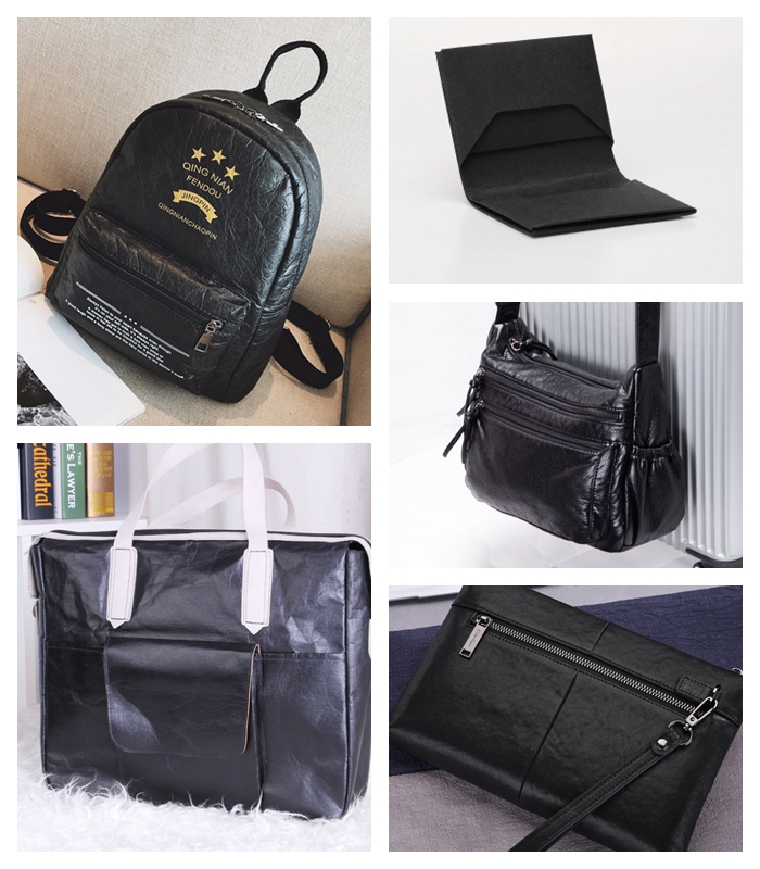 Glossy And Textured Black Color Washable Kraft Paper Wear-resisting Durable