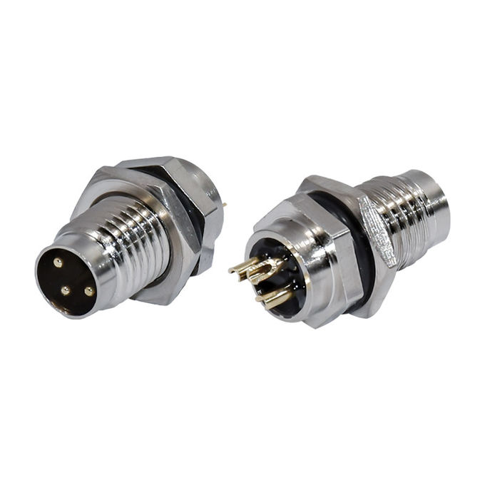 Waterproof M8 Front Panel Mount Connector 3pins Male Fastened IP67 Connector Automotive