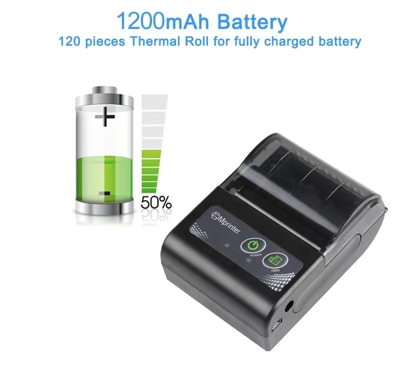 Bluetooth 2 Inch Barcode Printer 58mm Portable Mini Thermal Printer