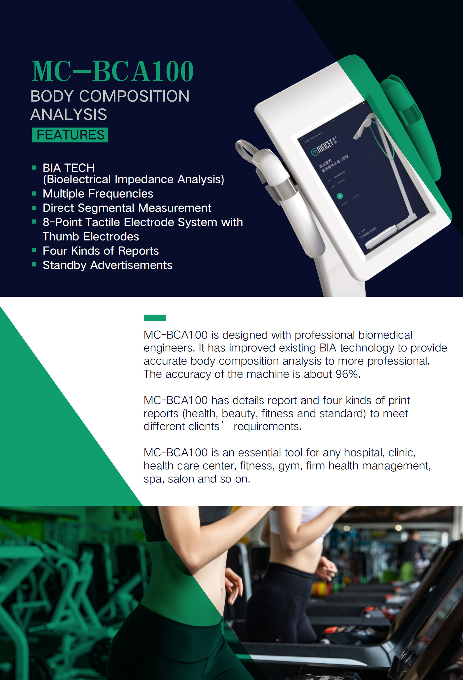 MC-BCA100 Bioelectrical Impedance Analysis Machine 250kHz BMI Analyzer