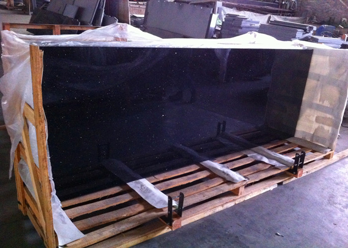 Black Galaxy Granite Island Top / Granite Kitchen Tops With Sparkles 2 CM Thick