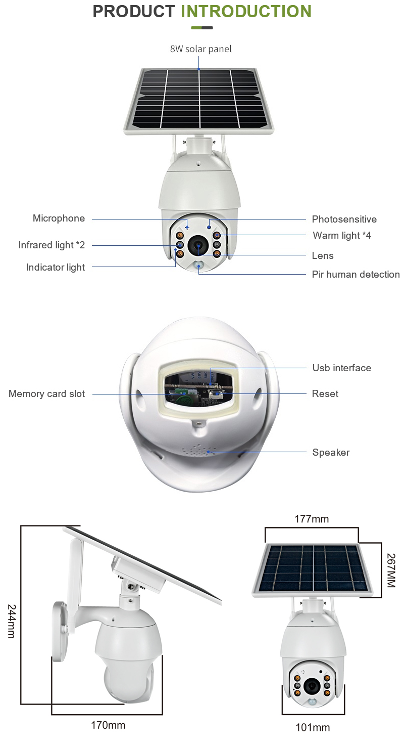 1080P Tuya App Wireless Solar Cctv Ptz Security Camera 4g Sim Card Wifi Outdoor Solar Network Camera