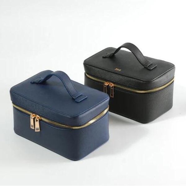 Portable Handle Women's Leather Makeup Bag Pu Pebble Leather Toiletry Travel Bags