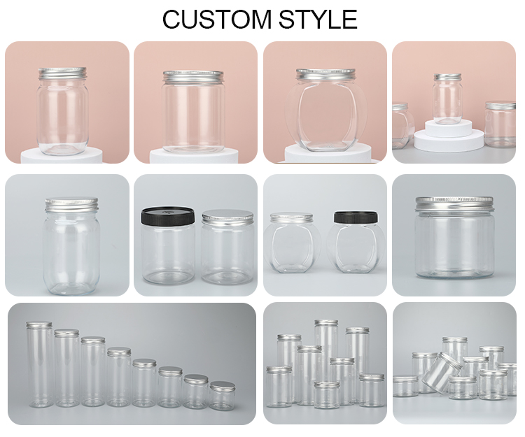 No Leak 250ml Plastic Jar For Cookie And Candy With Aluminum Lid