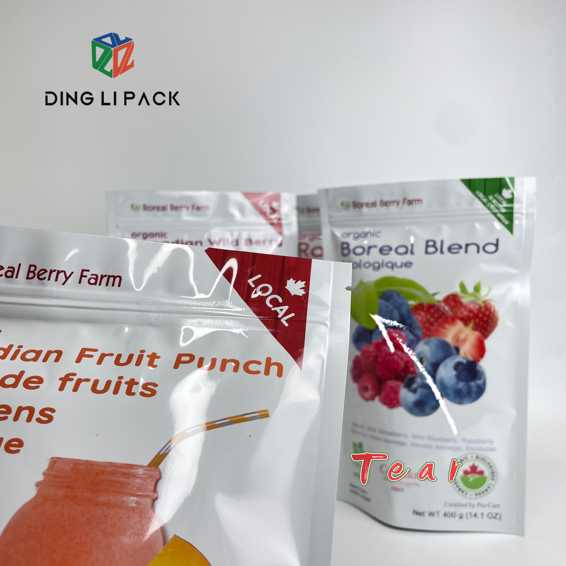 Digital custom printing moq 500pcs stand up pouch fruit packaging bag with aluminium foil zip
