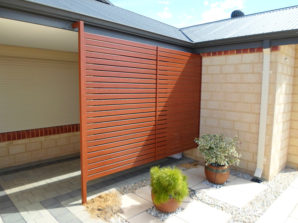 Horizontal 6082 T6 Aluminum Square Profile Wood Grain Slat Fencing Panel For Home Garden