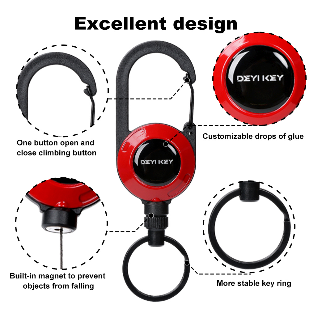Deyi Badge Reel Upgraded Stainless Steel Cord, Suitable For Men And Women Assorted Colors