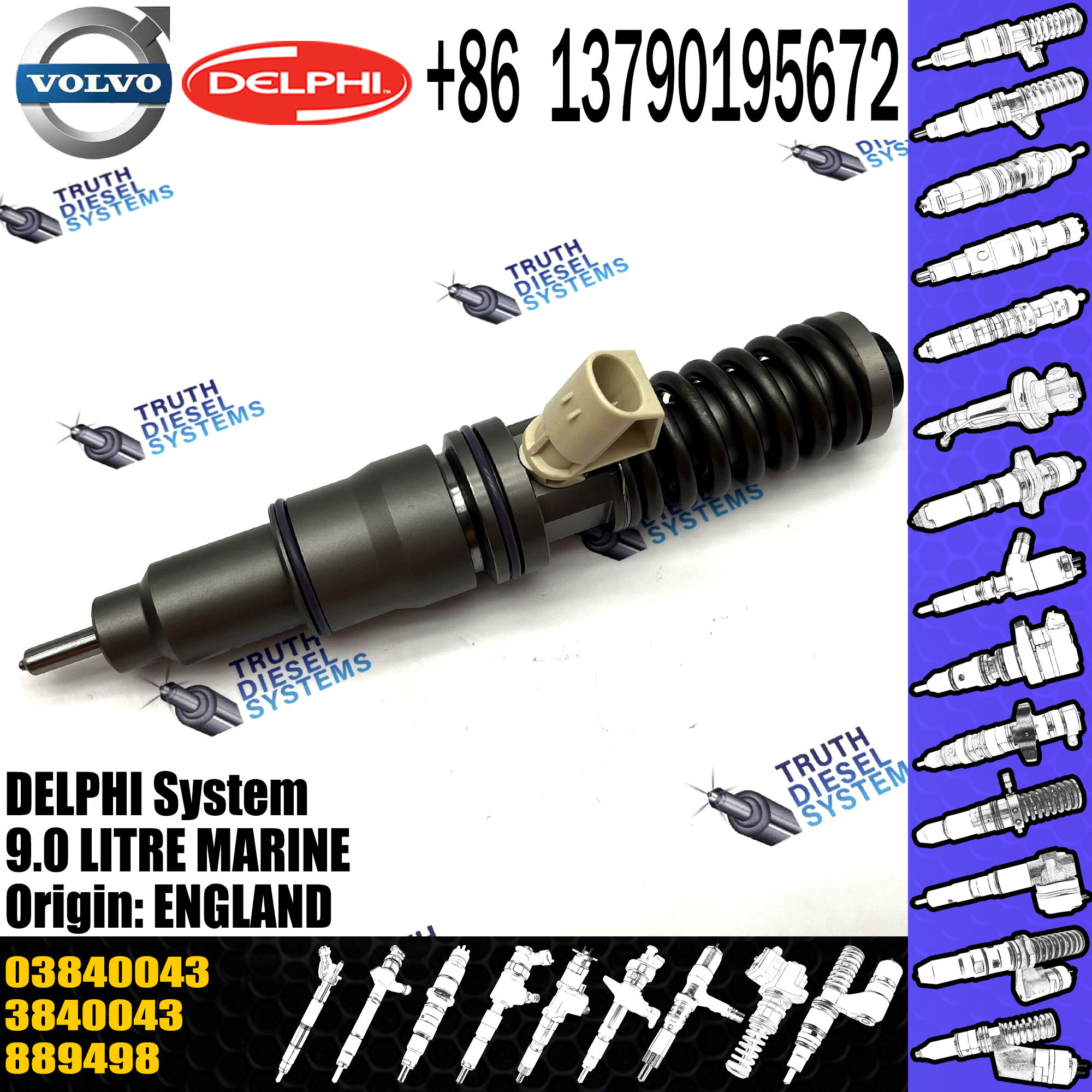 Diesel Fuel Injector 3840043 BEBE4C05001 BEBE4C05002 889498 03840043 00889498 E1 for VOL PENTA ENGINES