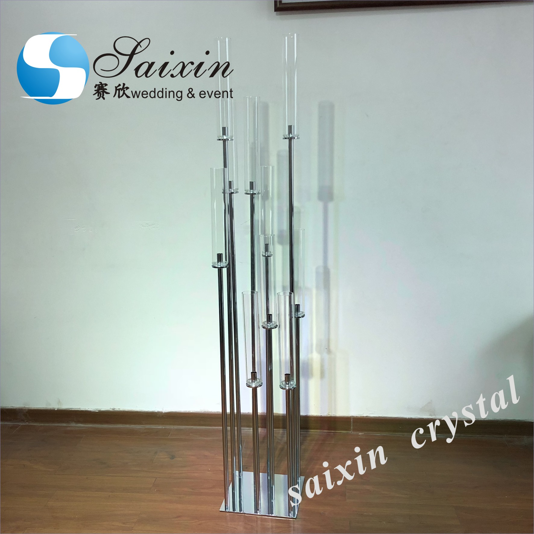 ZT-524 Luxury crystal glass red candelabras for wedding centerpieces