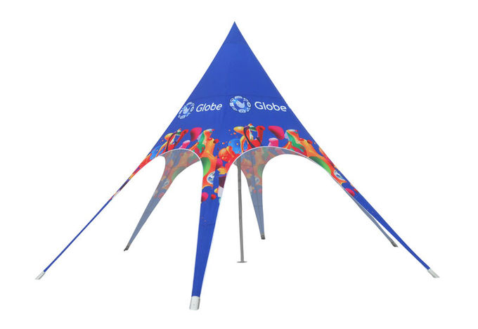 Outdoor Advertising Star Tent Waterproof PU Coated 600D Oxford 3*3M Singe Pole Fire Resistant With Sublimation Printing
