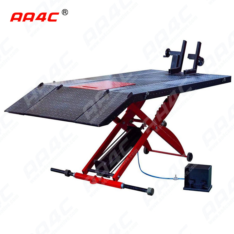 AA4C 450kg 1000lb Air Operated 48" Width ATV Motorcycle Lift Table with Side Extensions Motorcycle ATV Lift Jack Hoist
