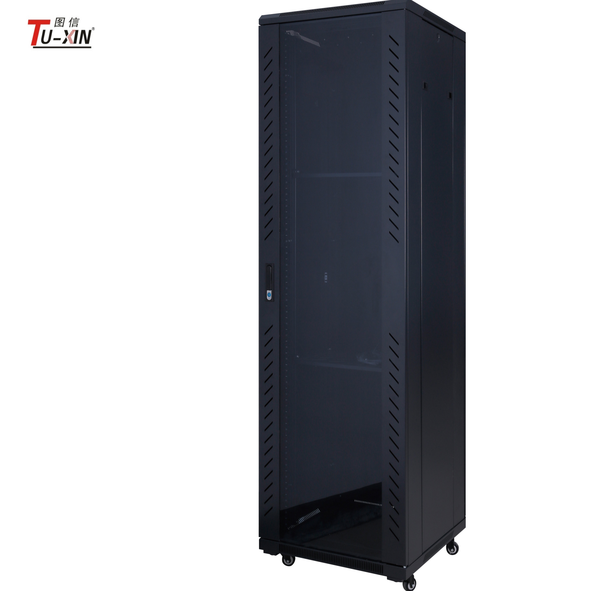 SPCC 19 Inch 42U Floor Standing Data Cabinet Glass Door Network Rack Cabinet