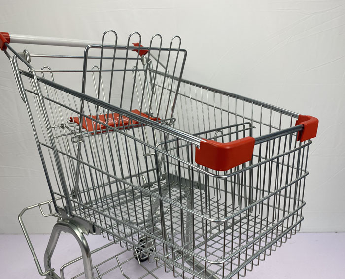 125L German Supermarket Grocery Steel Shopping Cart With Metal Beer Rack