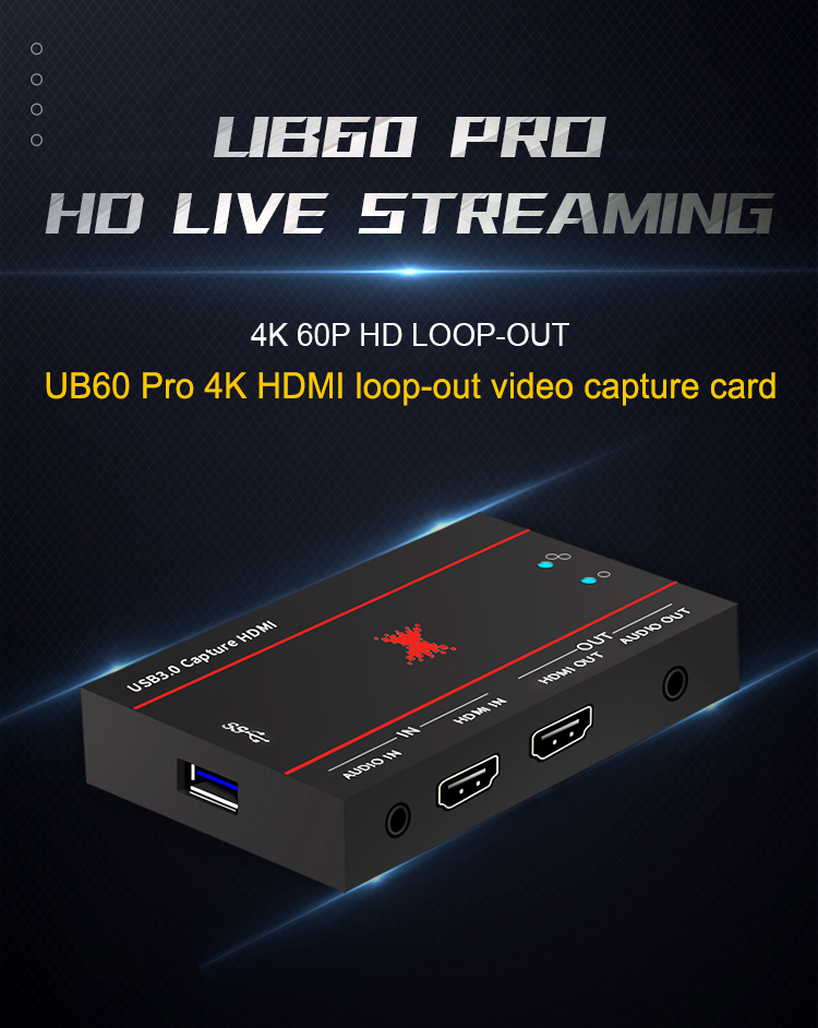 4k Hdm1 Input 1080p60 Output Capture Card With Independent Microphone
