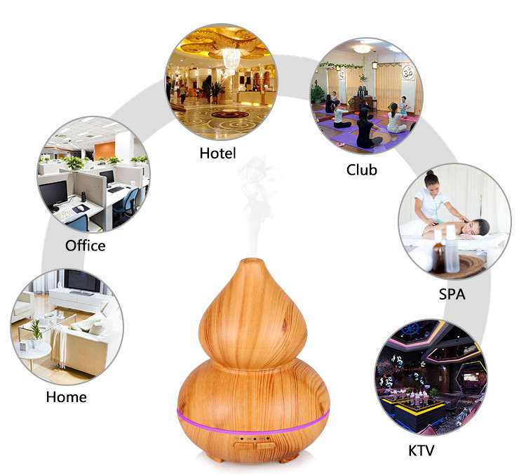 150ML Calabash Design Cool Mist Mini Air Wood Grain Essential Oil Aroma Diffuser