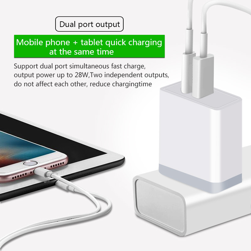 28W PD TRAVEL CHARGER TYPE-C +USB FAST CHRGER for Macbook compatible with HUAWEI QUICK CHARGE QC3.0/QC2.0 UK EU US IN