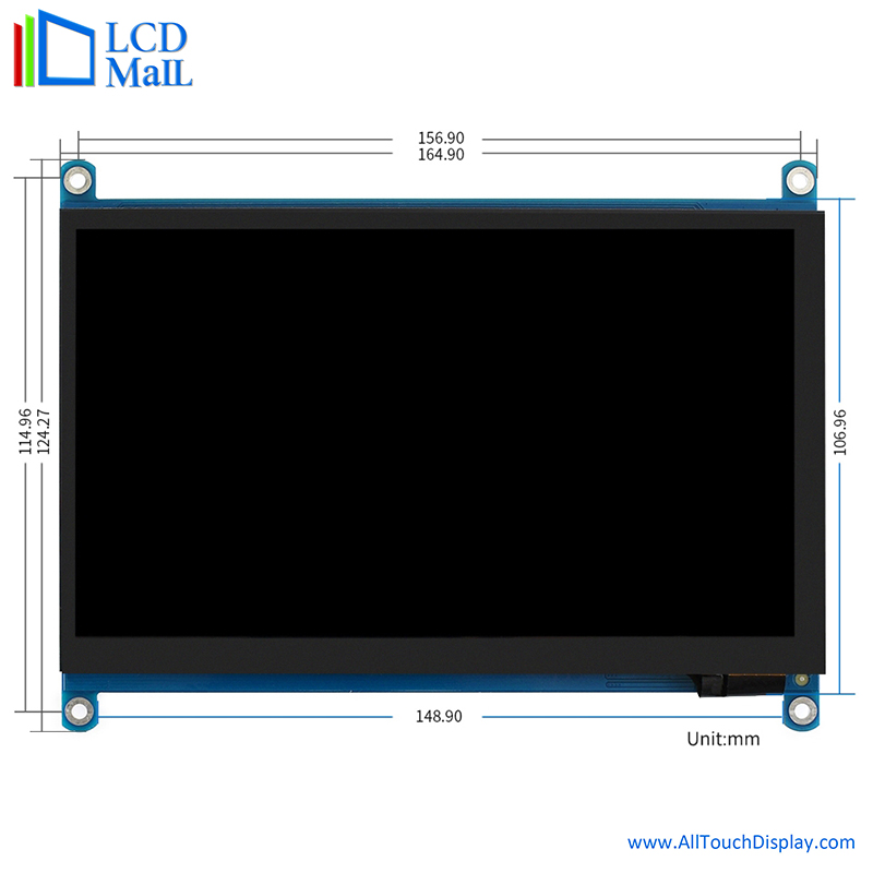 7 Inch HDMI TFT Display 1024*600 Dots HDM Interface 6 O'Clock Viewing