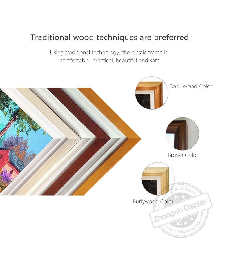 50inch Resolution Wood Art Lcd Picture Frame With Wide Viewing Angle And HDMI/VGA/USB Connectivity