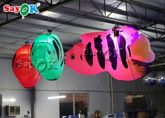 Big Oxford LED Inflatable Flying Fish For Amusement Parks