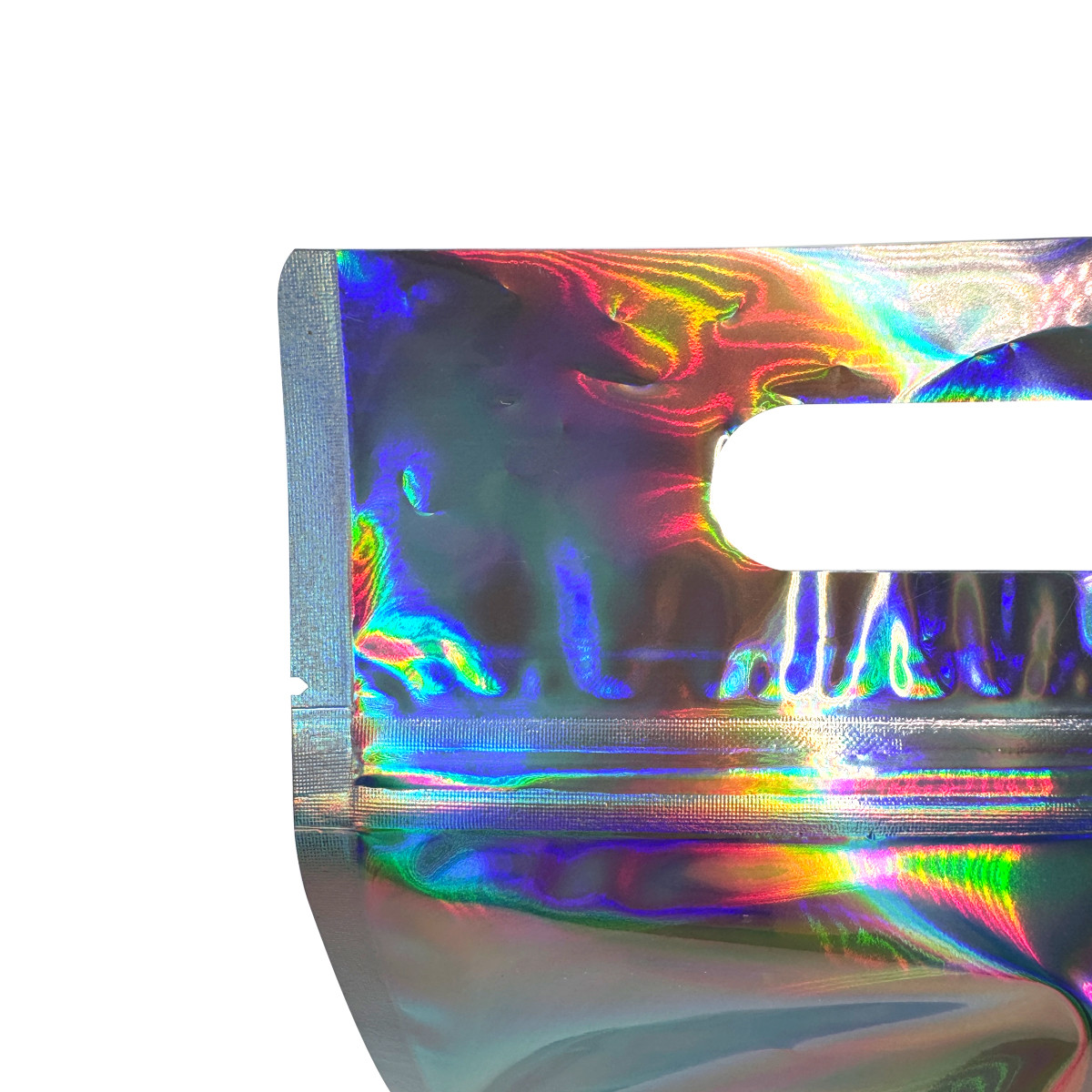 Custom Mylar Holographic Resealable Bags Smell Proof Foil Ziplock Bags with Handle Hole for Party Favor Food Storage