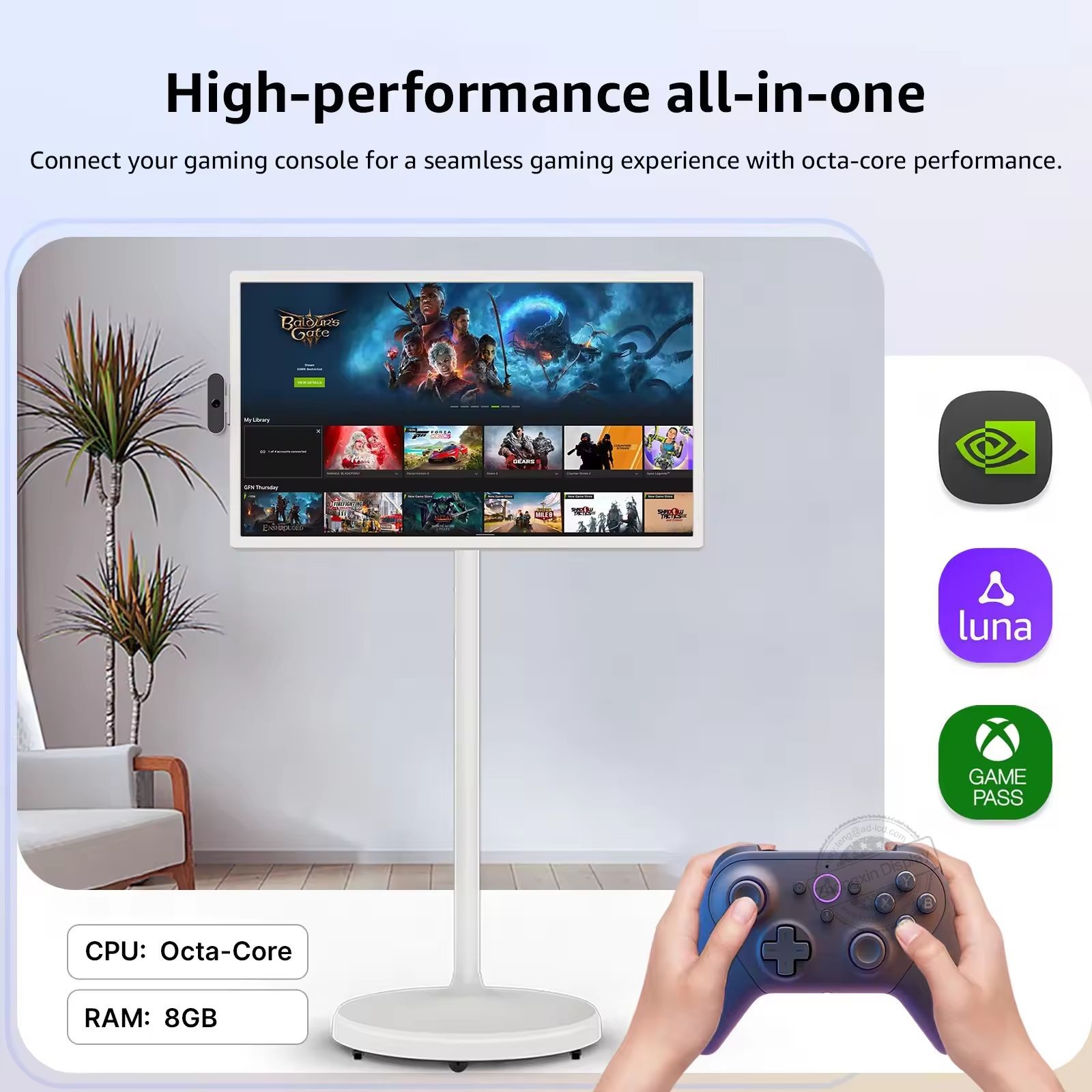 Kitchen Wireless Wifi Rollable Touch Screen Smart Stand TV Android Follow By Me LED TV 32 Inch