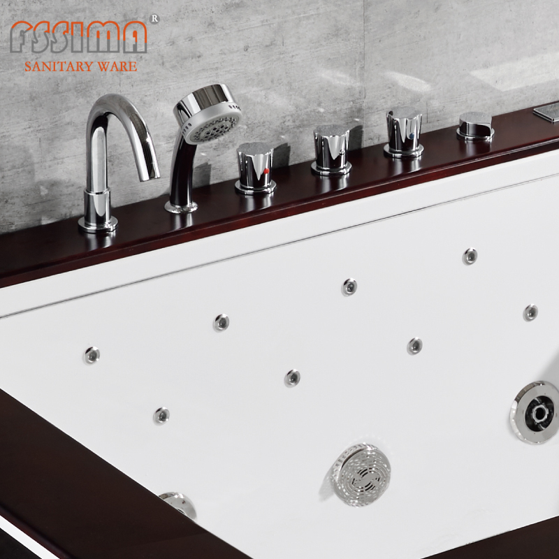 1800x700 Freestanding SPA Massage Bathtub Indoor 2 Person Black And White