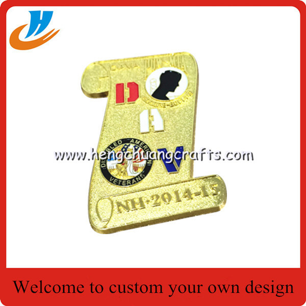 Flag shape soft enamel pin,high quality metal pin lapel pin with gold plated