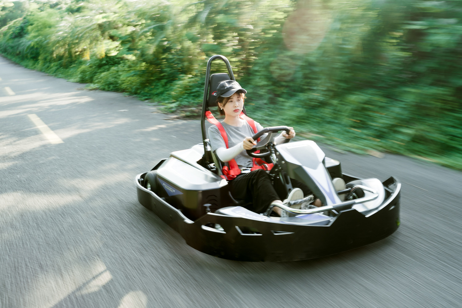 Black Green 60AH*2 Lithium Battery Powered Go Kart For Adults 90km/H