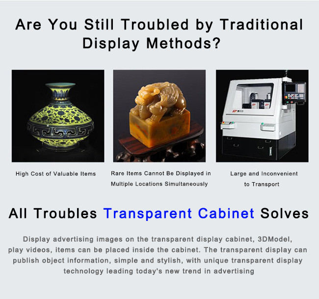 Ultra HD Transparent LCD Advertising 1920*1080 LCD Display Cabinet