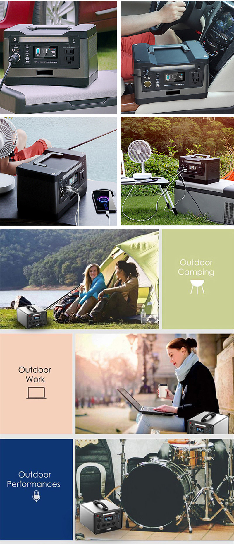 1000W Solar Portable Power Station Generator AC DC Output