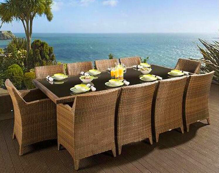 Modern luxury PE rattan dinning table chair waterproof outside patio dinning table chair furniture