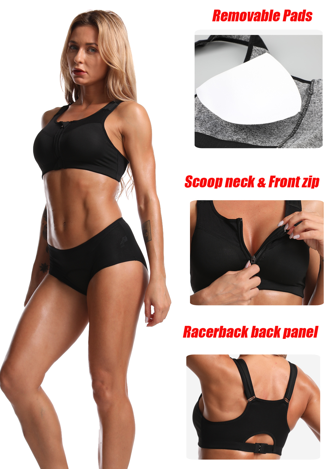 Black Seamless Yoga Bra And Boyshorts Sets Leisure Stylish Panties Set Front Hook Strapless Letter Strap Knitted Fur Fluffy