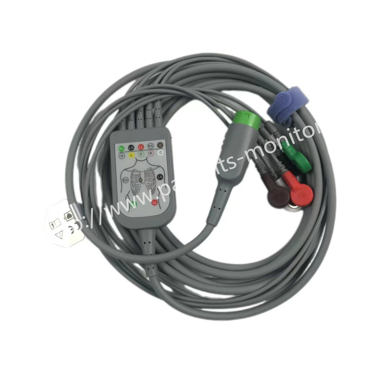 EDAN ECG Cable Reusable 5 Lead 12 Pin Defib Snap AHA 3.4M REF EC05DAS121 Compatible For EDAN ECG Monitor