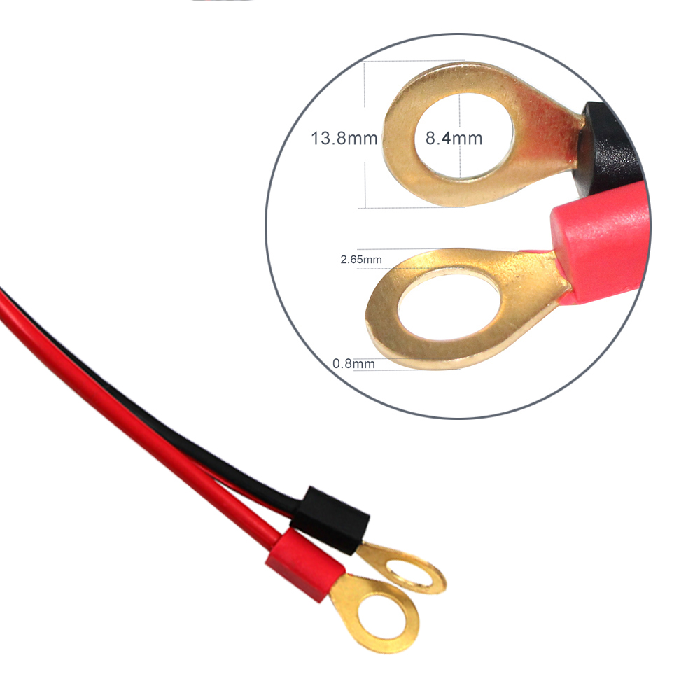 1M Spt-2 12V 24V Solar Power Cable Car Cigarette Lighter Male Adapter To 2 Ring Terminal