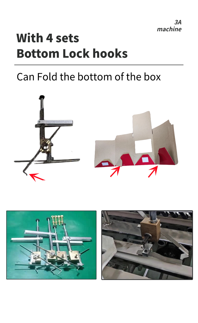 Total length 9.6m automatic lock bottom folder gluer for cardboard box folding machine
