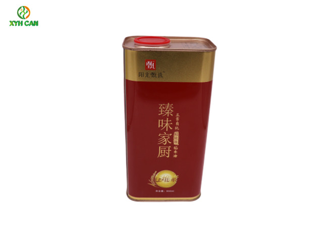 Custom Printed Rectangular Metal Tin Can Metal Tinplate Container For Olive Oil with Plastic Lid