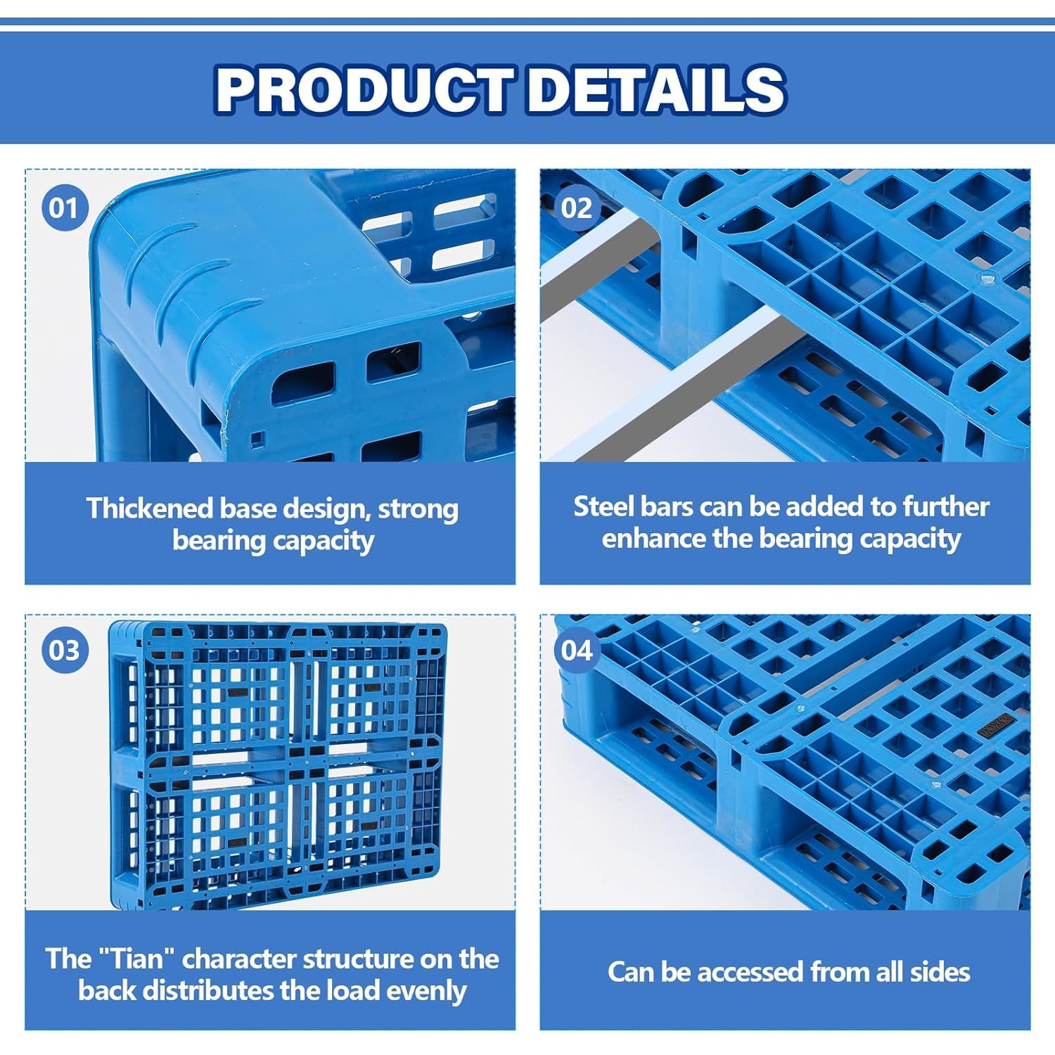 Polyethylene Pallet Breathable Grid Lightweight Storage Pad For Wet Basement Floor Storage Outside Supermarket Garage