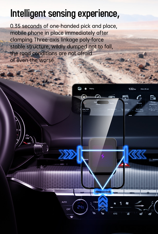 Three Axis Linkage Clamping Arm Magsafe Car Mount Small Car Magsafe Charger