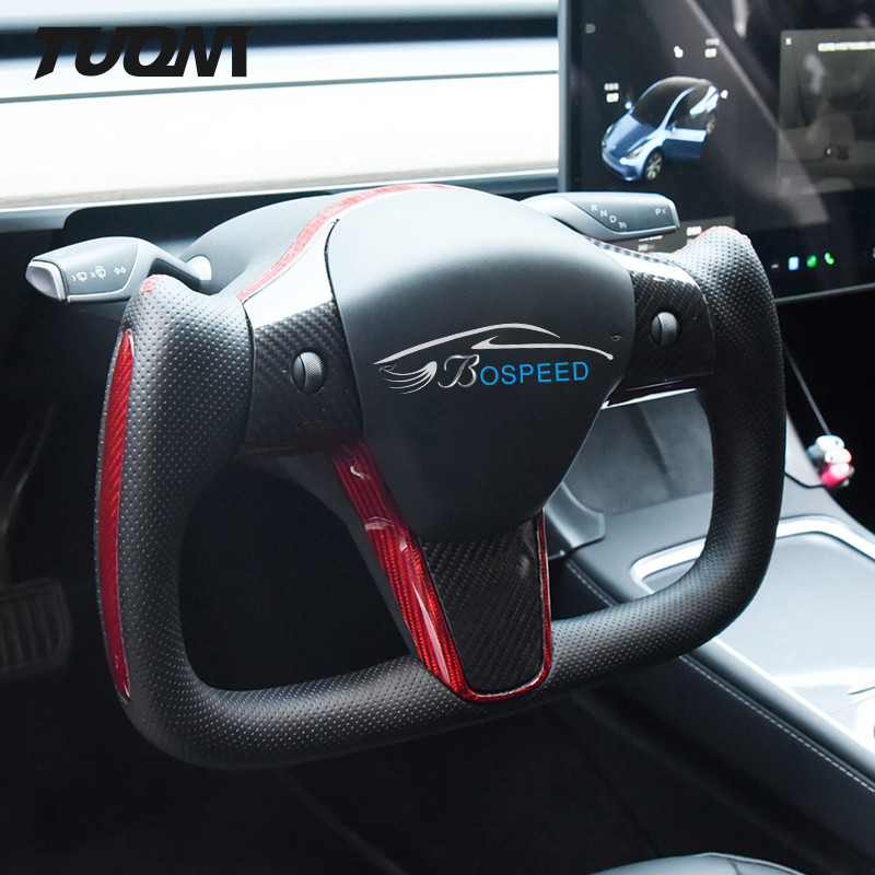 Yoke Tesla Carbon Fiber Steering Wheel 100% Fit Durable Ergonomic Grip