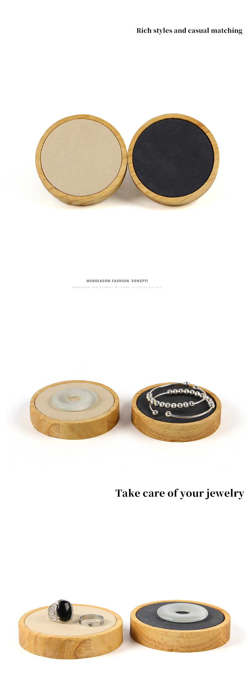 Soft Velvet Lining Wooden Jewelry Display Plate Single Slot For Ear Ring Pendant