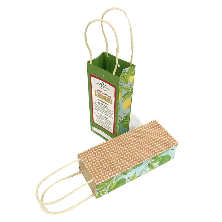 100g 130g Kraft Paper Gift Wine Bottle Paper Bags With Handle
