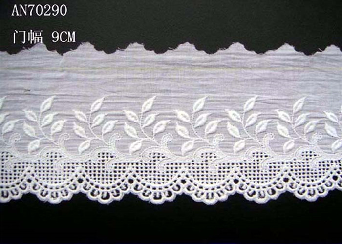 Cotton Lingerie Lace Fabric / Embroidery Lace Fabric For Garment