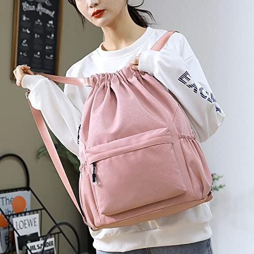 Foldable and Multipurpose Shockproof and Durable Drawstring Sackpack Wet Pocket with Zipper Water Bottle Mesh Pocket