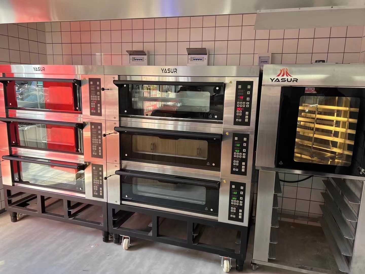 40x60 Asian Bakery Deck Oven 9 Tray 3 Deck Gas Oven For Bread