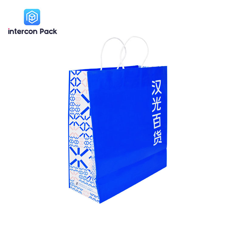 Intercon Pack White Kraft Paper Bags Paper Shopping Bags With Handles