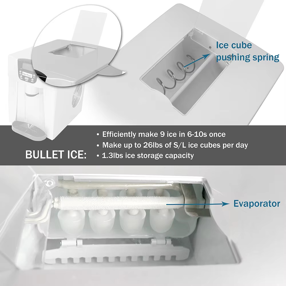 UV printing 2 in 1 Water Dispenser 20kg Bullet Ice Making Small Home Commercial Ice Maker Machines for Business Automatic