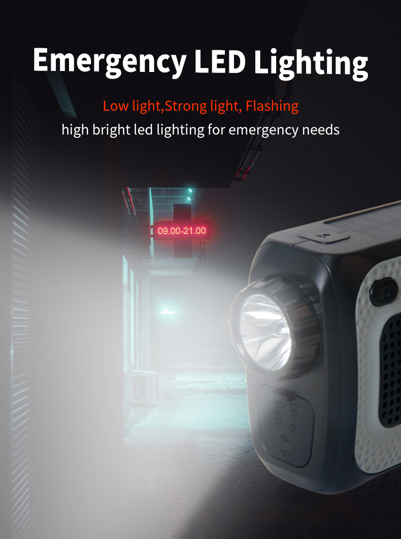 SOS Emergency Waterproof Hand Crank Radio With 4000hMA Removable Battery